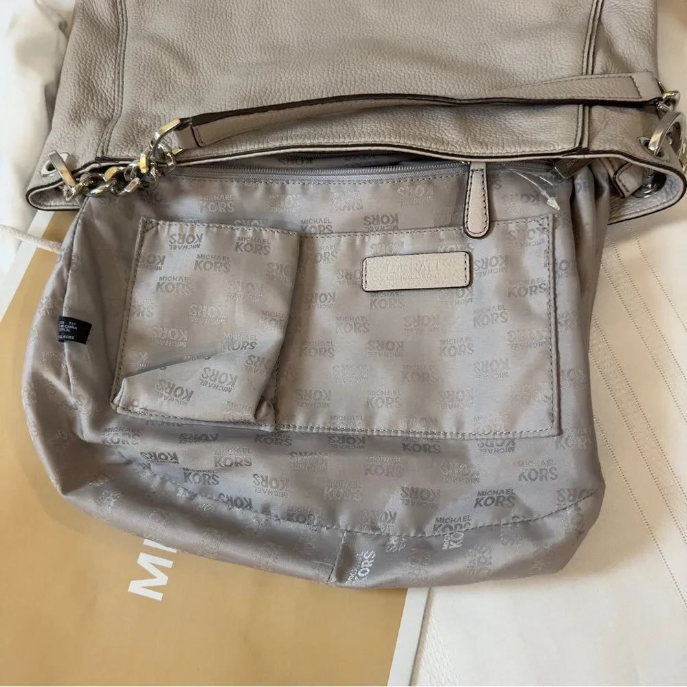 Michael Kors Gray Pebbled Leather Zipper Closure Hobo Shoulder Bag